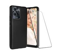 LYJERRY Funda Compatible con OUKITEL C32 Pro / C32 Carcasa con 1Pcs Cristal Templado para OUKITEL C32 Pro / C32 Capa,Funda Bumper Cover Negro Case Silicona Gel Caja Caso