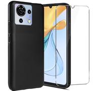 LYJERRY Funda Compatible con ZTE Blade V50 Vita Carcasa con 1Pcs Cristal Templado para ZTE Blade V50 Vita Capa,Funda Bumper Cover Negro Case Silicona Gel Caja Caso