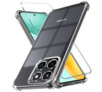 LYJERRY Funda con Cristal Templado Compatible con Honor X6C, Funda para Honor X6C Protectora Capa Antigolpes Fundas Carcasa Silicona Funda de Móvil Cristal antirotura Clear
