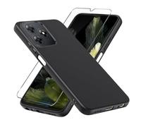 LYJERRY Funda + Cristal Templado Compatible con Blackview Wave 8C / Blackview Wave 8 / Oscal Flat 2, Antigolpes Fundas Carcasa para Wave 8C Oscal Flat 2 Protectora Capa Silicona Negro Funda de Móvil