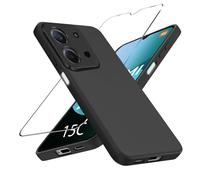 LYJERRY Funda + Cristal Templado Compatible con Xiaomi Redmi 15C, Antigolpes Fundas Carcasa para Xiaomi Redmi 15C Protectora Capa Silicona Negro Funda de Móvil Cristal antirotura