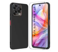 LYJERRY Funda + Cristal Templado Compatible con ZTE Blade V70 Vita, Antigolpes Fundas Carcasa para ZTE Blade V70 Vita Protectora Capa Silicona Negro Funda de Móvil Cristal antirotura