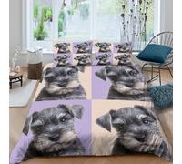 LYJSMDAAA Miniature Schnauzer Style Funda Edredon 3 Piezas Diseño 3D con Cremallera Miniature Schnauzer Estilo Funda de Edredón Incluye Funda de Almohada Transpirable Suave for niña Double（200x200cm）