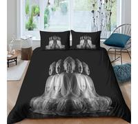 LYJSMDAAA Zen Meditation Style Funda Edredon Microfibra Suave Juego de 3 Piezas Estampado 3D Zen Meditation Estilo Funda de Edredón con Funda de Almohada Antibacteriana for Adultos King（220x240cm）