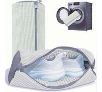 LYKEJI 2 Piezas Bolsas para Lavar Zapatillas en Lavadora, Reutilizable Malla 360° Bolsa Lavadora Zapatillas con Cremallera, Funda para Lavar Zapatos en Lavadora para Todo Tipo de Calzado (Blanco)