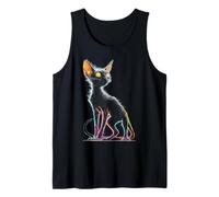 Lykoi Cat Colorido Retrato Animal Arte Dibujo Gráfico Camiseta sin Mangas