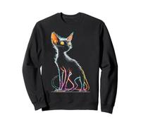 Lykoi Cat Colorido Retrato Animal Arte Dibujo Gráfico Sudadera