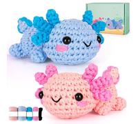 LYKTRIX Juego de ganchillo para principiantes, 2 unidades de animales y juego de punto para principiantes con instrucciones en vídeo, adecuado para ganchillo para niños y adultos a partir de 13 años