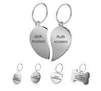 LYL Etiquetas de identificación de Mascotas de Acero Inoxidable Etiquetas de Perro Personalizadas Personalizadas Grabado Frontal/Posterior para Gato y Perro con Diferentes Formas