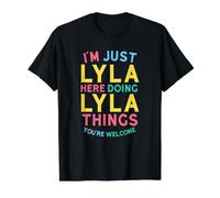 Lyla Here Doing Lyla Things Funny Lyla Nombre Camiseta gráfica económica, Hombre, Negro, M
