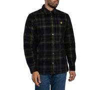 Lyle & Scott de los hombres Camisa de pana a cuadros escoceses, Negro