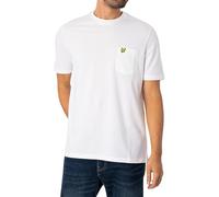 Lyle & Scott de los Hombres Camiseta Holgada con Bolsillo de piqué Liso, Blanco, S