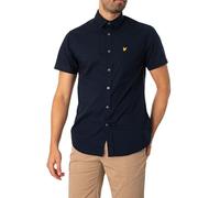 Lyle & Scott Hombre Camisa Manga Corta Popelín Lisa, Dark Navy, S