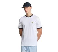 Lyle & Scott Hombre Camiseta Ringer, White/Dark Navy, XL