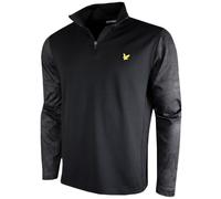 Lyle & Scott Suéter de golf para hombre 2025 estampado de capa intermedia con cremallera de un cuarto, Z865 Negro azabache, XL