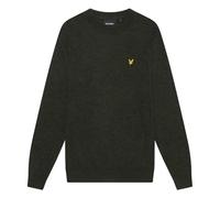 Lyle & Scott Suéter de manga larga con cuello redondo y mezcla de lana de cordero para hombre, Marga verde oscuro, M