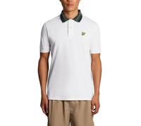 Lyle & Scott Tartán Collar - Polo para hombre, Blanco, M
