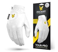 Lyle & Scott Tour Pro Premium - Guante de Golf de Cuero Cabretta Ultra Suave, Agarre definitivo, Control de Humedad, Duradero, Guante de Golf para Hombre, Color Blanco, Extragrande, Mano Derecha