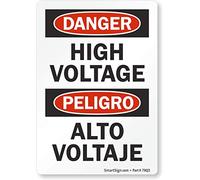 Lyle seguridad Sign, Legend"Danger: Alto Voltaje", negro/rojo sobre blanco
