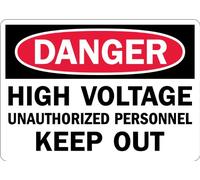 Lyle seguridad Sign, Legend"Danger: Alto Voltaje no autorizado mantener fuera", negro/rojo sobre blanco