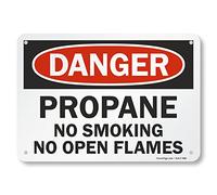 Lyle seguridad Sign, Legend"Danger: propano NO fumar sin llamas", negro/rojo sobre blanco
