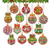 LYLIDIA 15 juegos de pintura de diamante colgante de Navidad para adultos, pintura de diamante pequeño, llavero de doble cara, pintura de diamantes, pintura de invierno, kit de manualidades, kit de