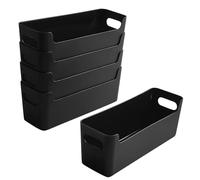 LYLIDIA 5 cajas organizadoras de plástico de 9,5 cm de alto, pequeñas cajas de almacenamiento estrechas 24,5 x 7,5 x 9,5 cm, caja organizadora frontal inferior, sistema de organización de cestas para