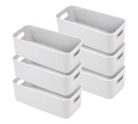 LYLIDIA Cajas Organizadoras de Plastico Gris 6 piezas Cestas Almacenaje Plástico con Asa Caja de Almacenamiento de Despensa Cajas Almacenaje Cocina Organizador de Cesto para Armario Oficina Baño