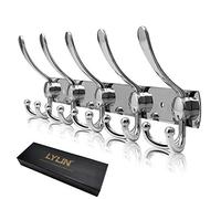 LYLIN Perchero de Pared, Perchas de Acero Inoxidable Montaje en Pared, Ganchos de Perchero para Dormitorio Baño y Cocina (15 Gancho, 1Pcs, Plateado)