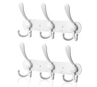 LYLIN Perchero de Pared, Perchas de Acero Inoxidable Montaje en Pared, Ganchos de Perchero para Dormitorio Baño y Cocina (9 Gancho, 2Pcs, Blanco)
