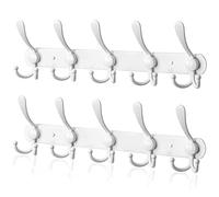 LYLIN Perchero de Pared, Perchas de Acero Inoxidable Montaje en Pared, Ganchos de Perchero para Dormitorio Baño y Cocina (15 Gancho, 2Pcs, Blanco)