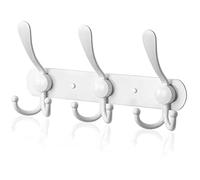 LYLIN Perchero de Pared, Perchas de Acero Inoxidable Montaje en Pared, Ganchos de Perchero para Dormitorio Baño y Cocina (9 Gancho, 1Pcs, Blanco)