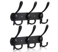 LYLIN Perchero de Pared, Perchas de Acero Inoxidable Montaje en Pared, Ganchos de Perchero para Dormitorio Baño y Cocina (9 Gancho, 2Pcs, Negro Mate)