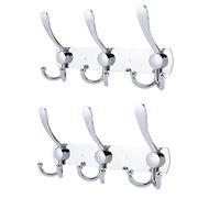 LYLIN Perchero de Pared, Perchas de Acero Inoxidable Montaje en Pared, Ganchos de Perchero para Dormitorio Baño y Cocina (9 Gancho, 2Pcs, Plateado)