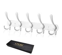 LYLIN Perchero de Pared, Perchas de Acero Inoxidable Montaje en Pared, Ganchos de Perchero para Dormitorio Baño y Cocina (15 Gancho, 1Pcs, Blanco)