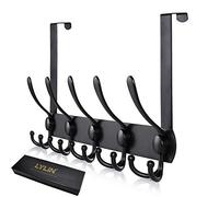 LYLIN Perchero Puerta, Colgador Puerta en Acero Inoxidable con 15 Ganchos, para Marco de 2 cm de Grosor, Ganchos de Perchero para Dormitorio Baño Pasillo y Cocina Negro