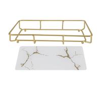 Lylithuif Bandeja de tocador para baño, Organizador de encimera, Bandeja de Almacenamiento Antideslizante Elegante y Moderna para Lavabo de baño, Soporte de Hierro y Vidrio (S Blanca)