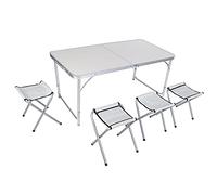 Lylithuif Juego de Mesa Plegable, portátil, 4 sillas, aleación de Aluminio, Picnic, Camping, Cocina, Comedor, Exterior, Altura Ajustable, Resistente, Duradero para Actividades en Interiores