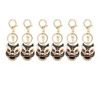 Lylithuif Llaveros de Danza del León Lindo Divertido Exquisito Metal Rhinestone Chino Bailando León Llavero para Coche Llaveros Bolsa Colgantes Accesorios 6 Piezas (Negra)