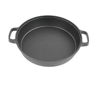 Lylithuif Olla de hierro fundido de primera calidad, sin revestimiento, grande, de 25 cm, con asa de doble asa y fondo plano, ideal para sopas, guisos, hornear y freír. Perfecta para los