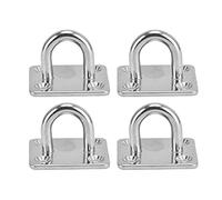 Lylithuif Placa de ojo de acero inoxidable 304 con gancho cerrado, montaje en pared de techo resistente, accesorios para colgar para uso industrial marino en exteriores, plateado, 4 piezas