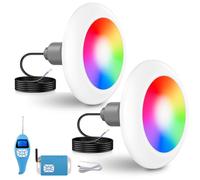 LyLmLe Foco Piscina LED con Rosca Externa 2", 25W Proyector Piscina RGB Multicolor con Controlador y Mando, Ø242mm, 12V AC Lámpara para Piscinas Fibra y Prefabricadas, Piscinas Elevada, Set 2