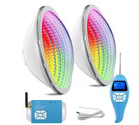 LyLmLe LED Piscina PAR56, 20W Foco LED Piscina RGB Regulable Multicolor Sincronizada Bombilla con Remoto, Sumergible Iluminación Empotrable, IP68 Impermeable,12V AC(2 Focos)