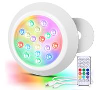 LyLmLe Magnético LED Luces Subacuáticas para Piscina, 15cm RGBW Foco Piscina Sumergible con Remoto, Alimentación USB-C Recargable, 18 LEDs Color Cambiante Piscinas Desmontables Decoración