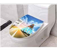 LYLXSF Asiento del Inodoro V/U/O Sentio de Inodoro Suave y Compatible con el Inodoro, bisagra Ajustable, liberación rápida, Tapa del Inodoro montada en la Parte Superior