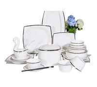 LYLXSF Fiest Sinkrin Award Set Set, Juegos de vajillas de Porcelana Blanca, Platos de cerámica y tazones, Platos Redondos de salón Vintage Platos para la Cena para Cocina/Comedor, Servicio para 10