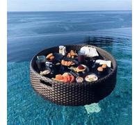 LYLZDC Mesa Redonda Flotante para Servir, Bandeja Flotante de 60cm/80cm para Piscina, Bandeja Flotante para Piscina, Barra Flotante para Piscina,Black-80cm