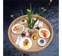 LYLZDC Mesa Redonda Flotante para Servir, Bandeja Flotante de 60cm/80cm para Piscina, Bandeja Flotante para Piscina, Barra Flotante para Piscina,Beige-80cm