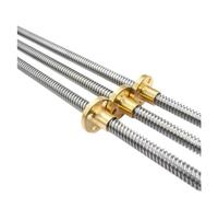 LYMFE Husillo de Bolas con Tuerca Tornillo de Avance T8 de 2 mm de diámetro, Paso de 8 mm, Longitud de 2 mm, 200 mm a 500 mm, husillo Trapezoidal con Tuercas de Cobre y latón(400mm)