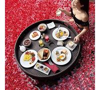 LYMGRZ Bandeja Flotante de ratán con Asas para Servir Comida, Ideal para mesas, Bares y Piscinas. Ideal para Servir Bebidas, Brunch y Comida en el Agua.